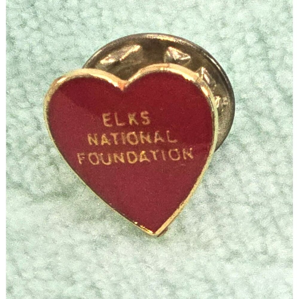 Elks National Foundation Red Heart Lapel Pin Gold-Tone Backing JE363